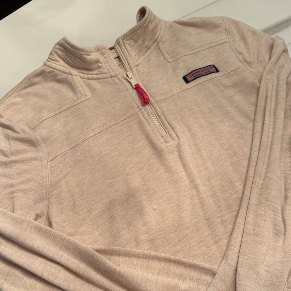 Vineyard Vines Girls Tan Zip-Up Sweater
